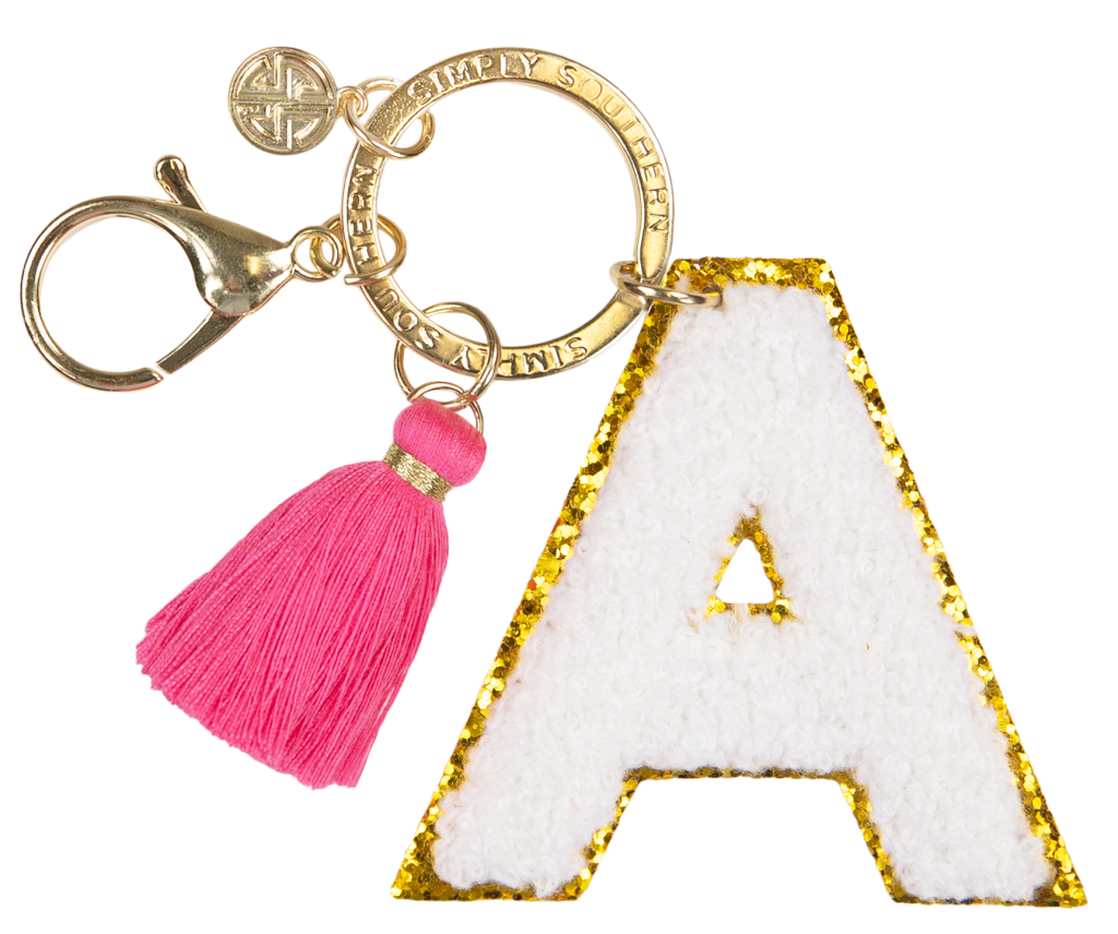 Simply Southern Varsity Keychain with Pink Initial - K