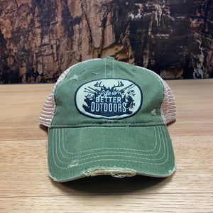 Mason Jar Label "Life Is Better Outdoors" Hat - Olive